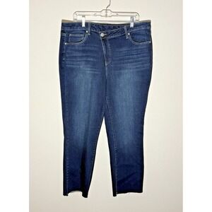 Arula Jeans Womens 16 Dark Wash Denim Raw Hem Cropped Casual‎ High Rise Stretch